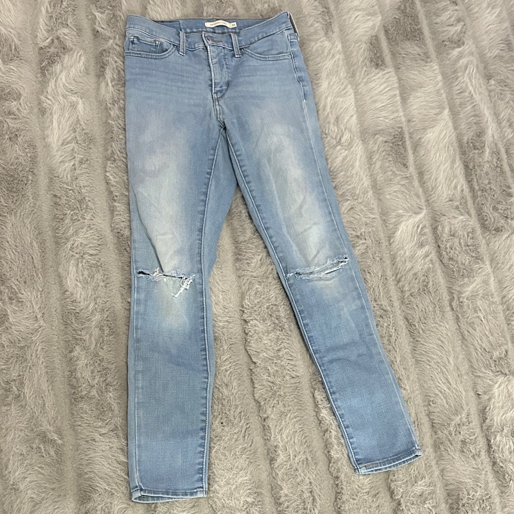Levi Light Blue Distressed Women Jeans